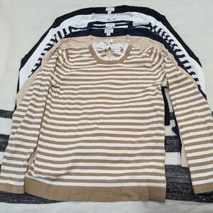 J Crew Teddie Sweater Lot Medium Long Sleeve Solid Striped Bundle